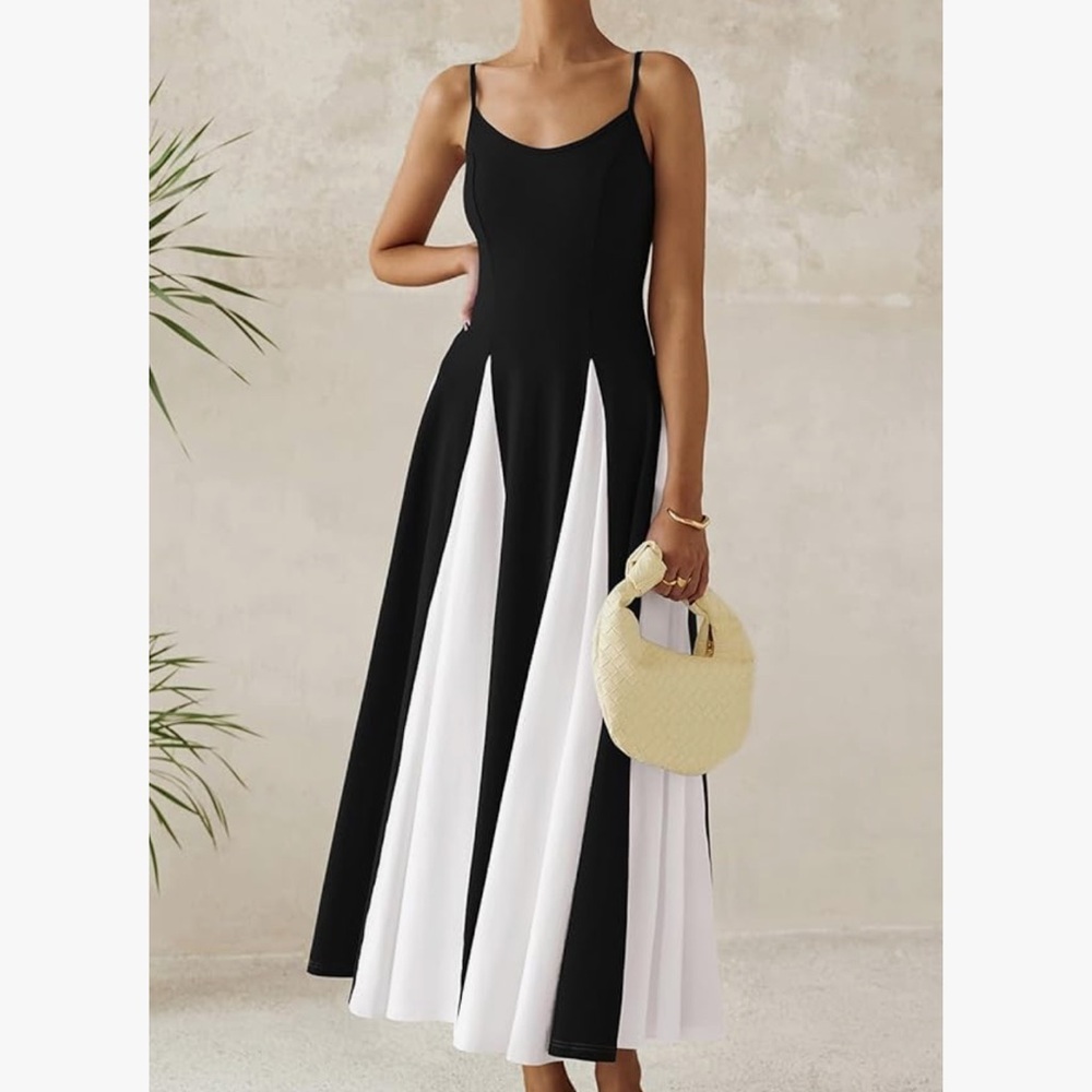 Elegant Black and White Maxi Dress